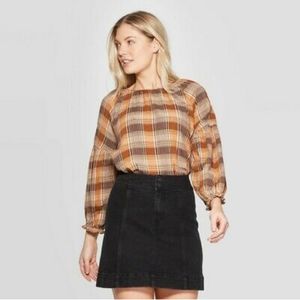 Orange Plaid Blouse
